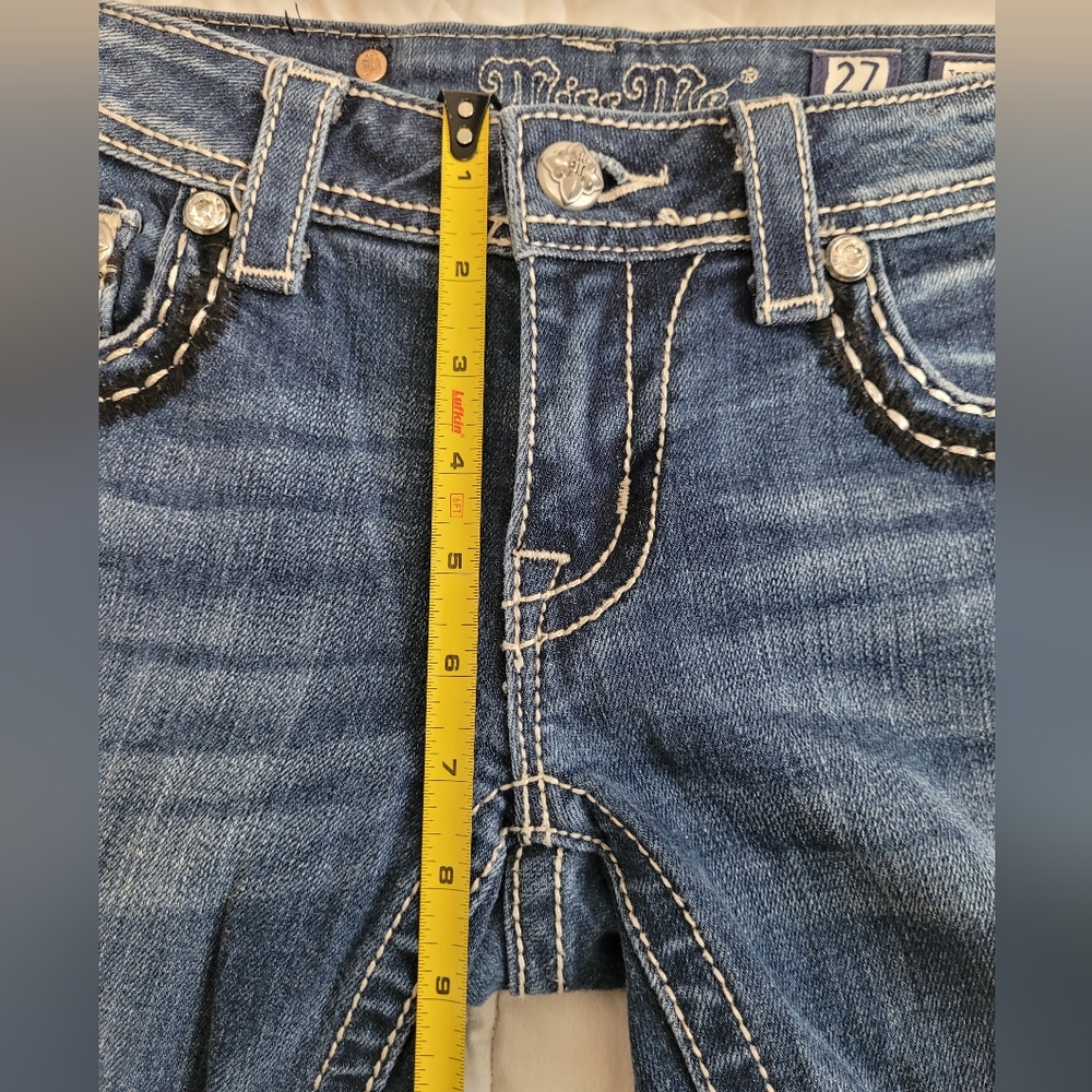 Miss Me Dark Blue Women's Bootcut Jeans Size 27 Bling Zebra Print - Picture 8 of 15